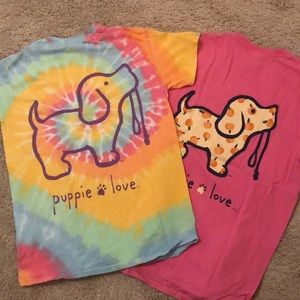 Both puppy love tees